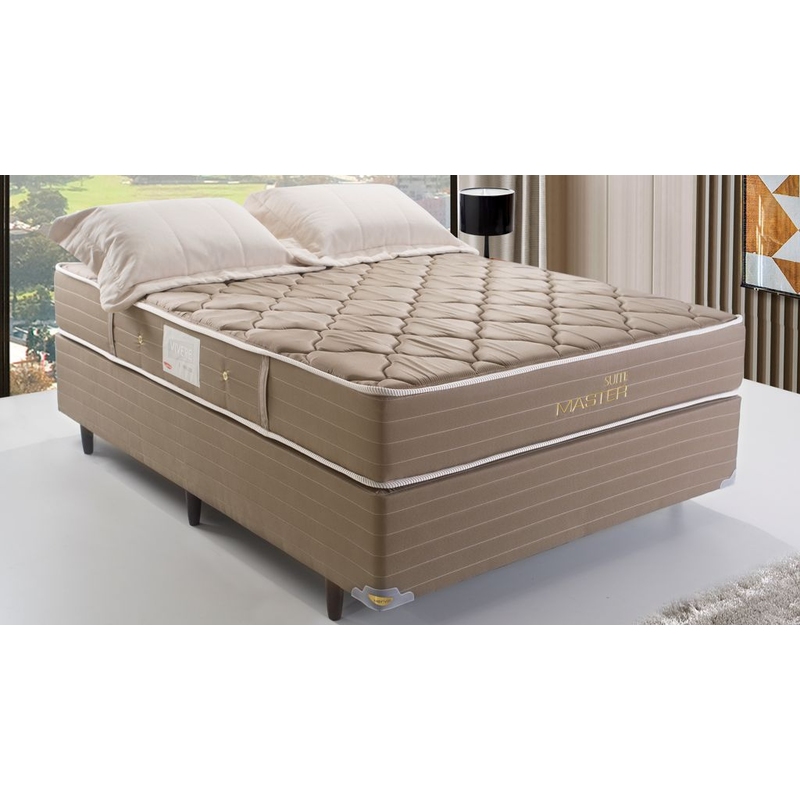 Colchão + Cama Box Herval Suite Master de Solteiro 88x188x64cm