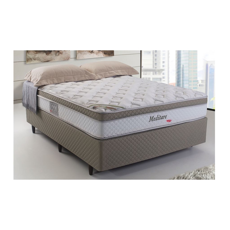 Colchão + Cama Box Herval Meditare Queen Size 158x198x68cm