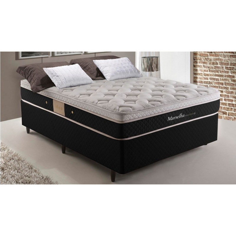 Colchão + Cama Box Herval Marselha de Casal 138x188x64cm