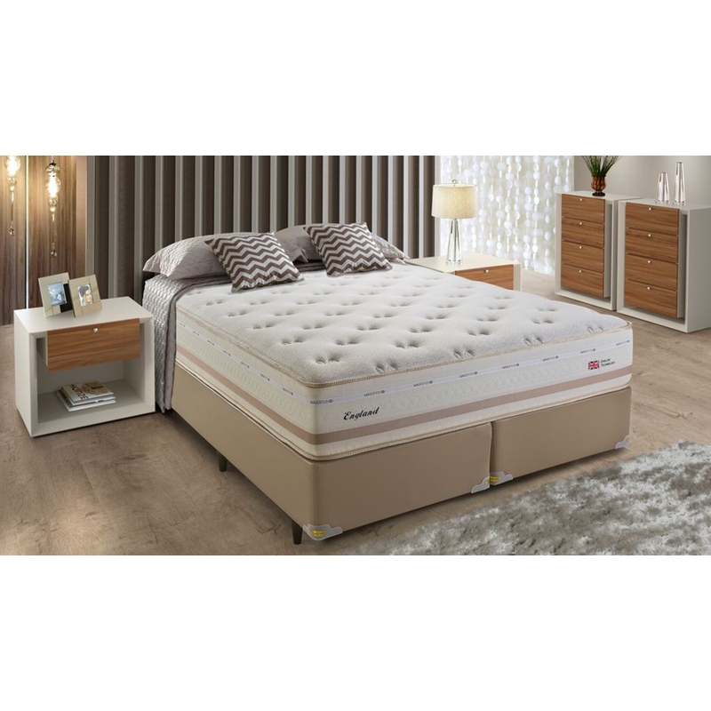 Colchão + Cama Box Herval England de Casal 138x188x72cm