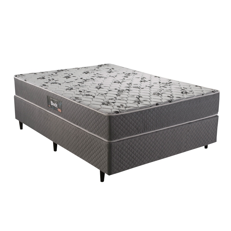 Colchão + Cama Box Herval de Espuma Ortopédica Firme Fort Black D60 de Casal 138x188x60cm