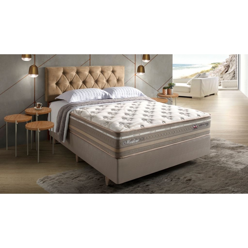 Colchão + Cama Box Herval Moskow Queen Size 158x198x72cm