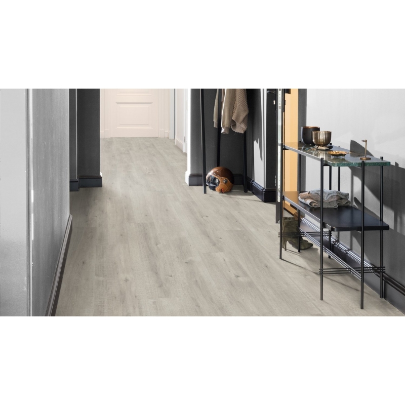 Piso Laminado Quick Step Eligna Wide 8mmx19x1,38cm (m²) Carvalho Acinzentado c/ Cortes de Serra QEW 3680