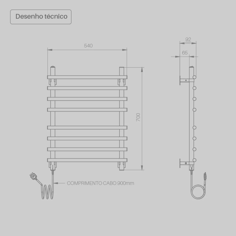 Toalheiro Elétrico Seccare Sottile Inox Polido 80W