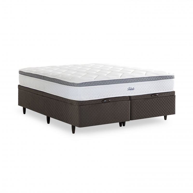Colchão + Cama Box Herval Toledo King Size 193x203x56cm