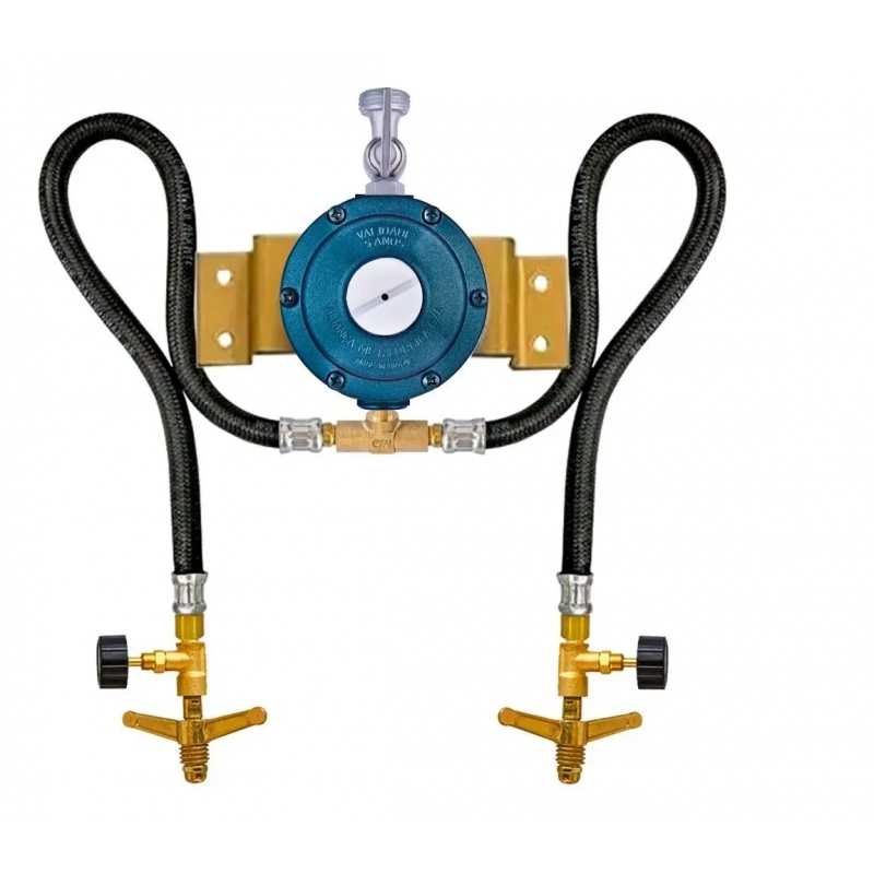 Conjunto Regulador de Gás GLP 7 Kg/H p/ 2xP13 50cm  Aliança